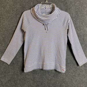 Vineyard Vines Knit Top Women M Cowl Collar Blue White Stripe Beachy